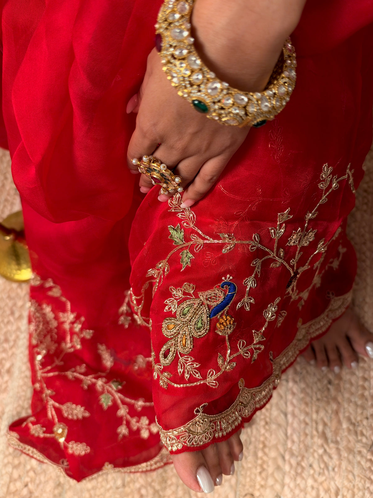 Laal Ishq zardosi kora Banarasi saree