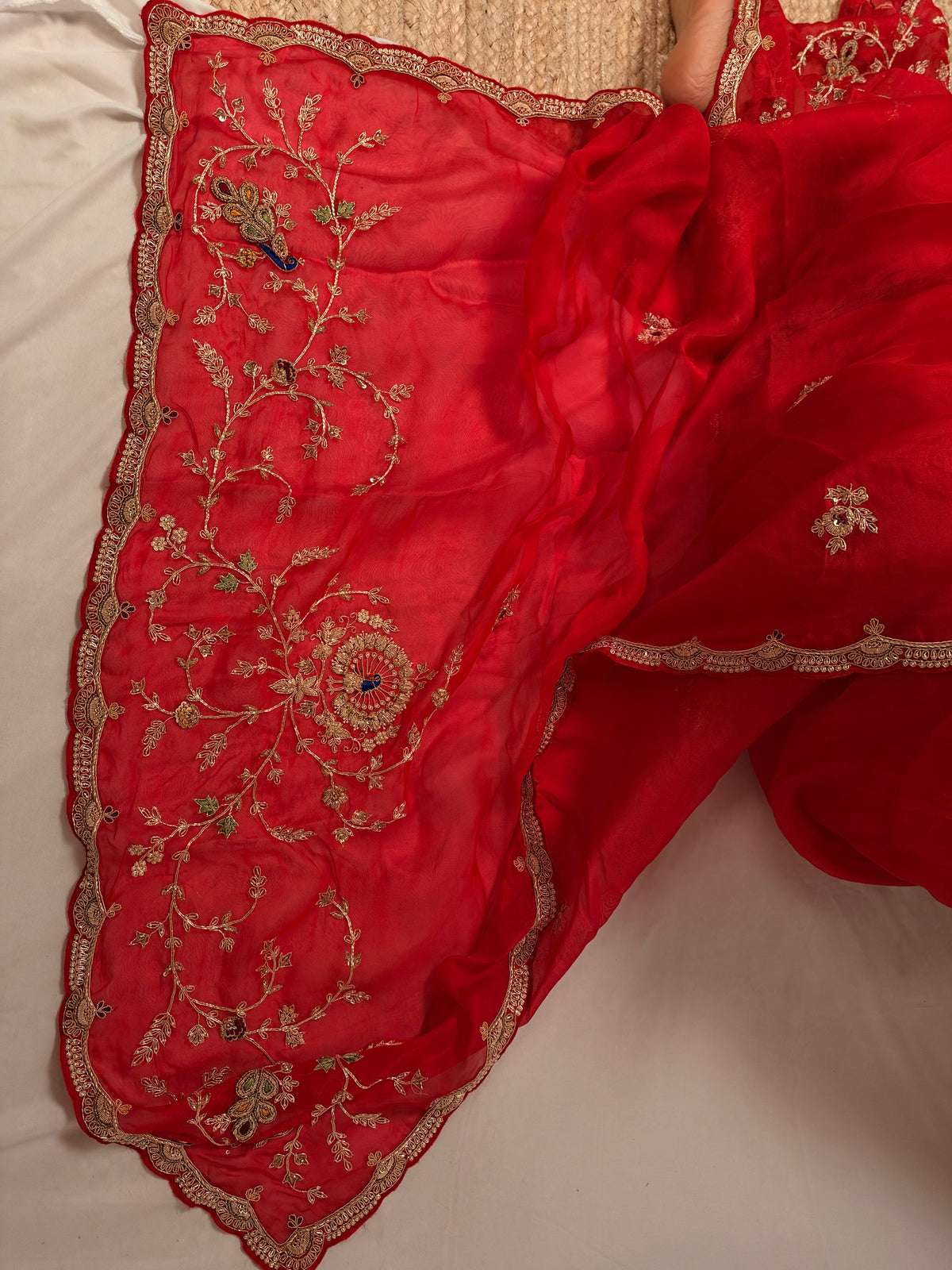 Laal Ishq zardosi kora Banarasi saree
