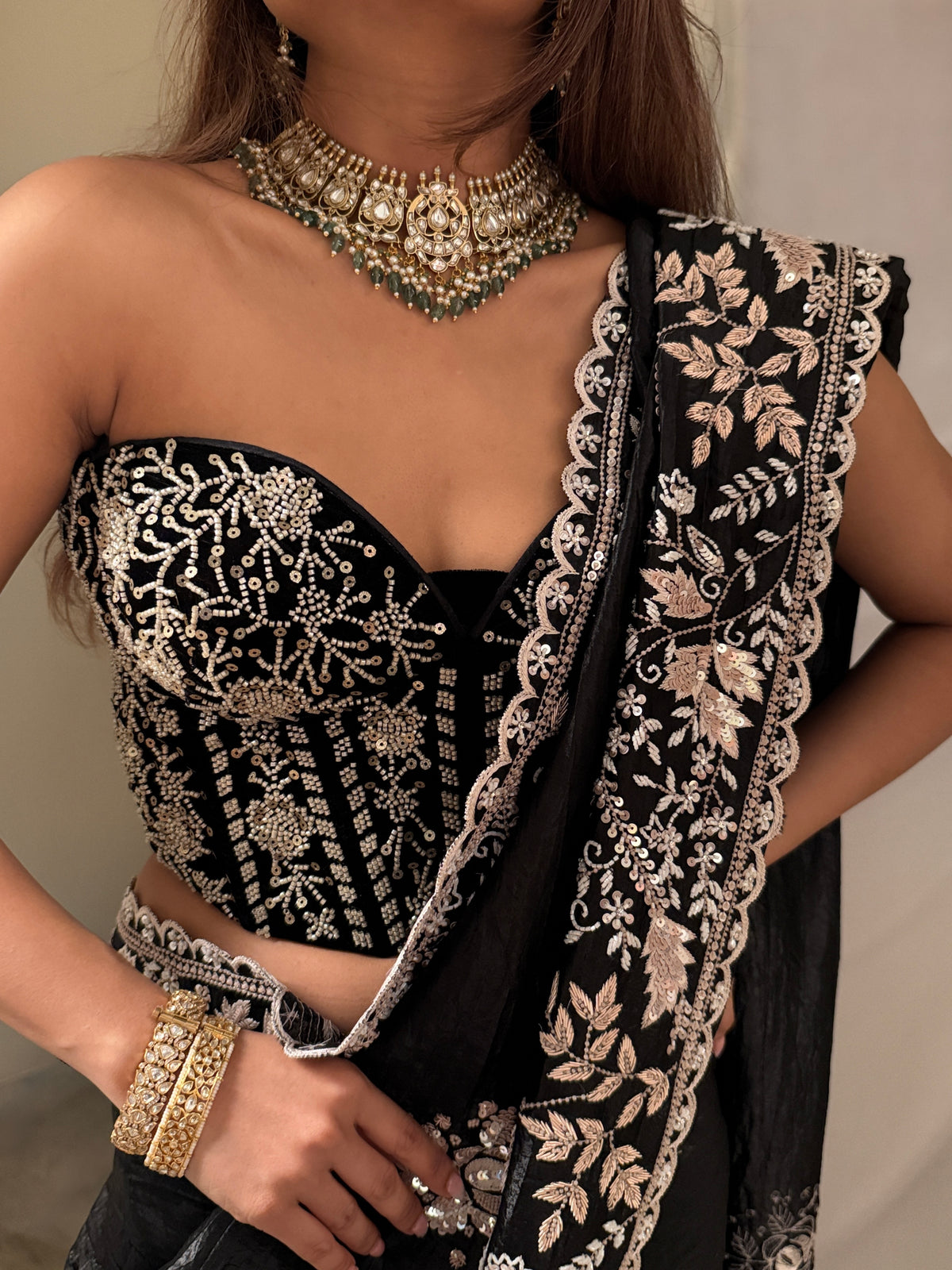 Obsidian Black Sequine Corset