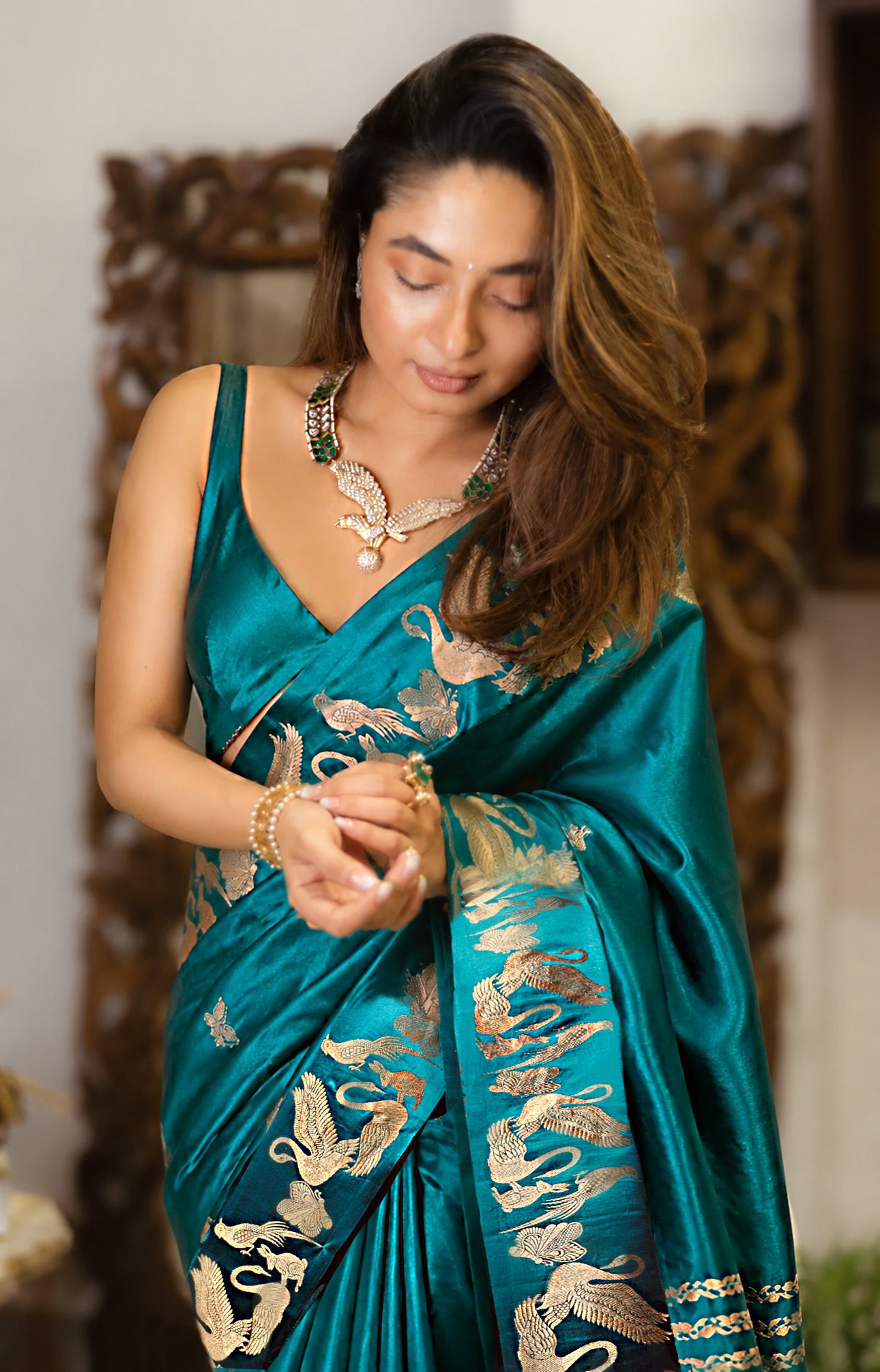 Mango swan silk Saree