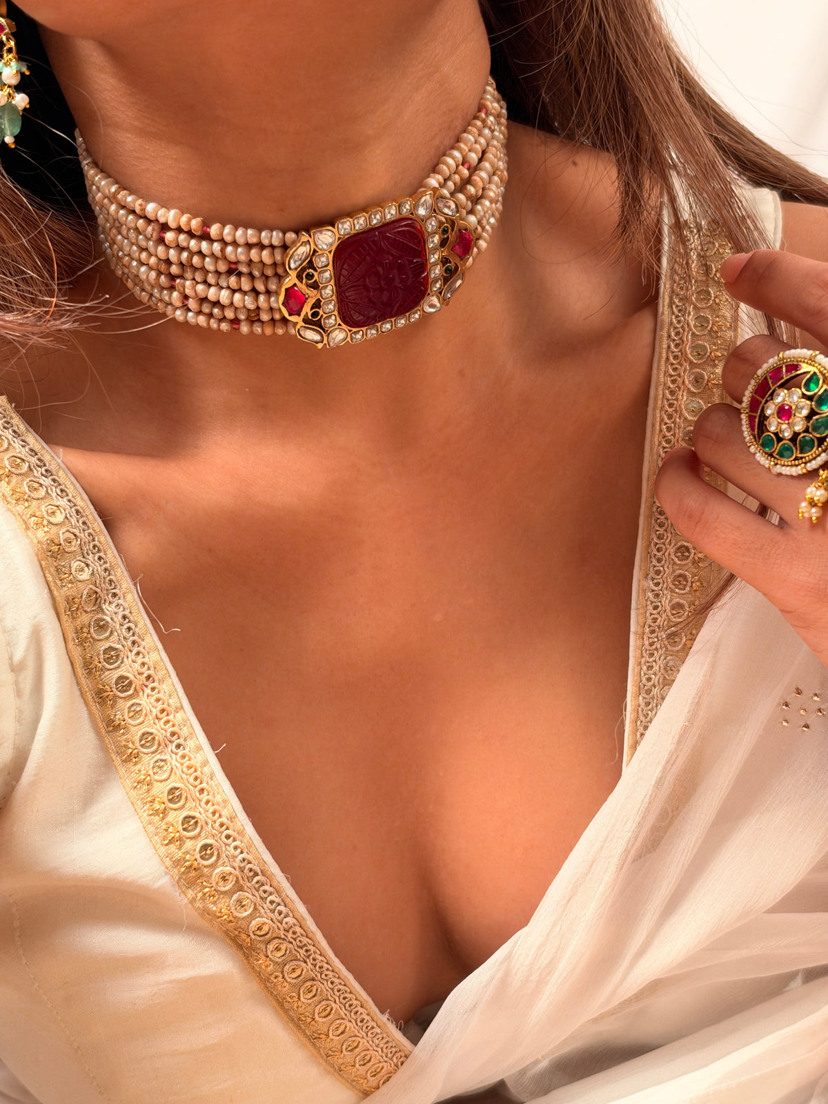 Carved Ruby choker