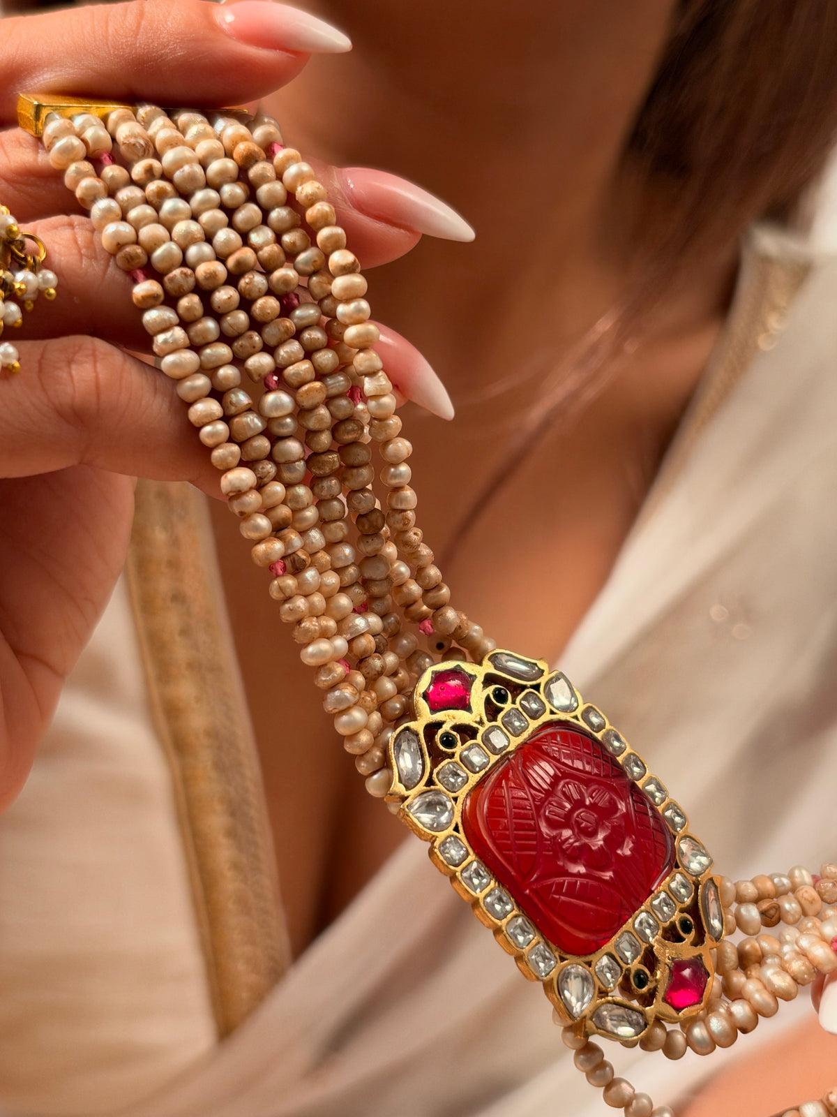 Carved Ruby choker