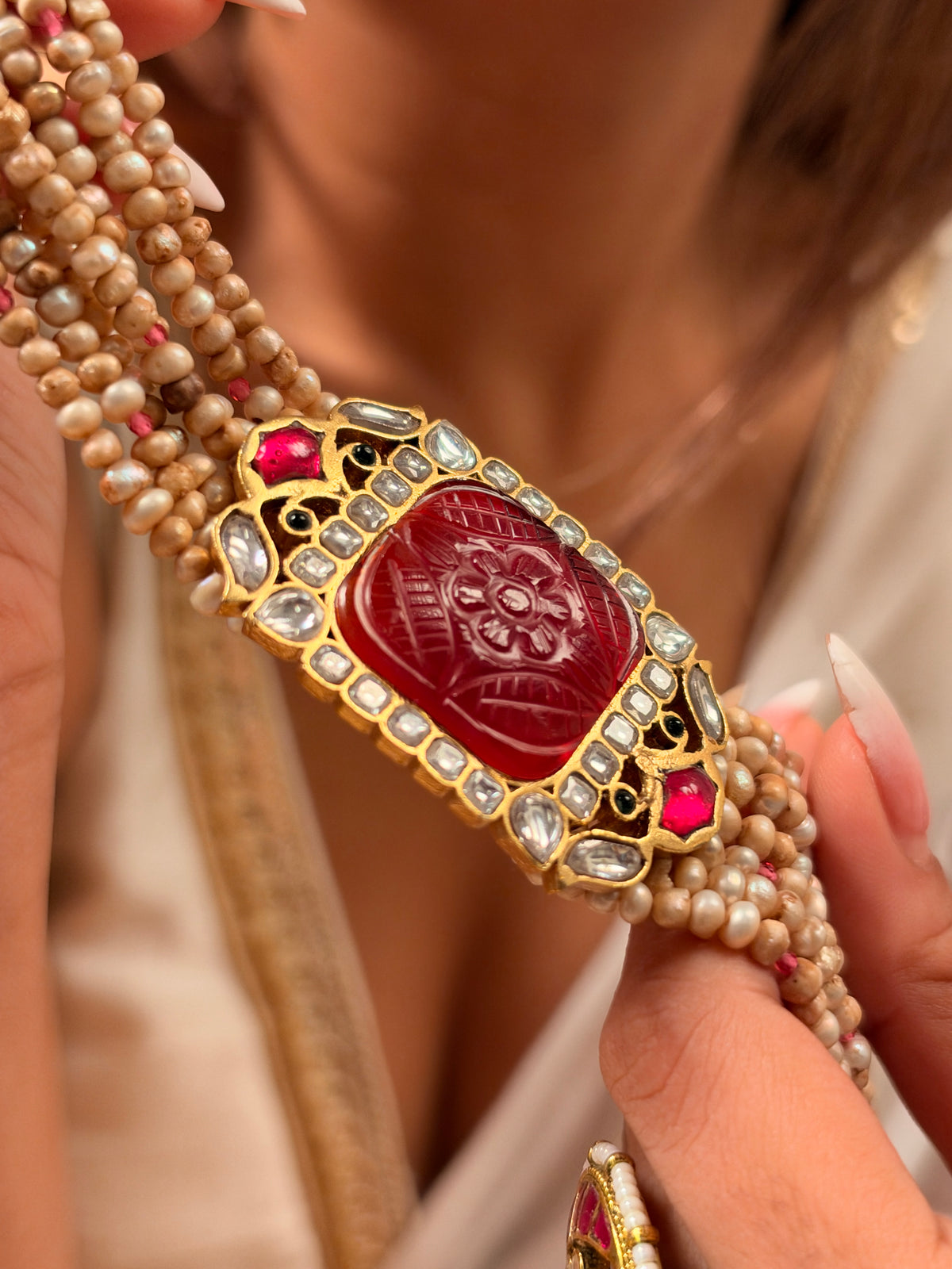 Carved Ruby choker
