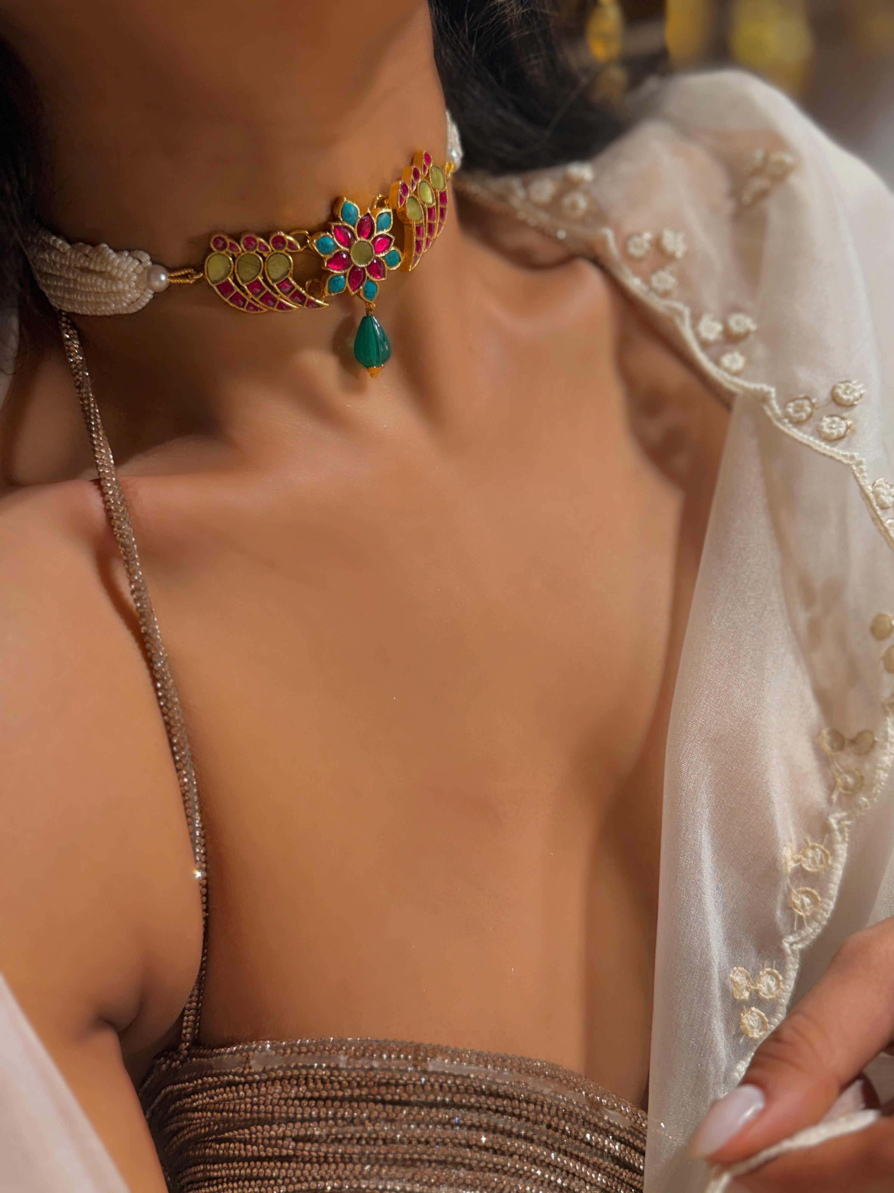 Pankhuri jadau Choker