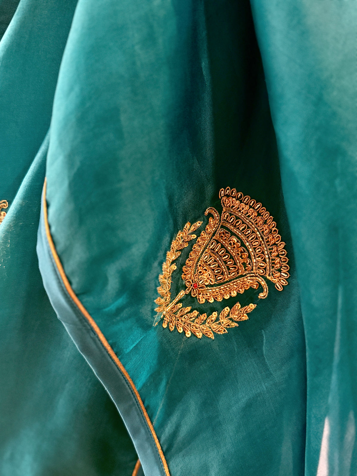 Pure organza Teal Saree