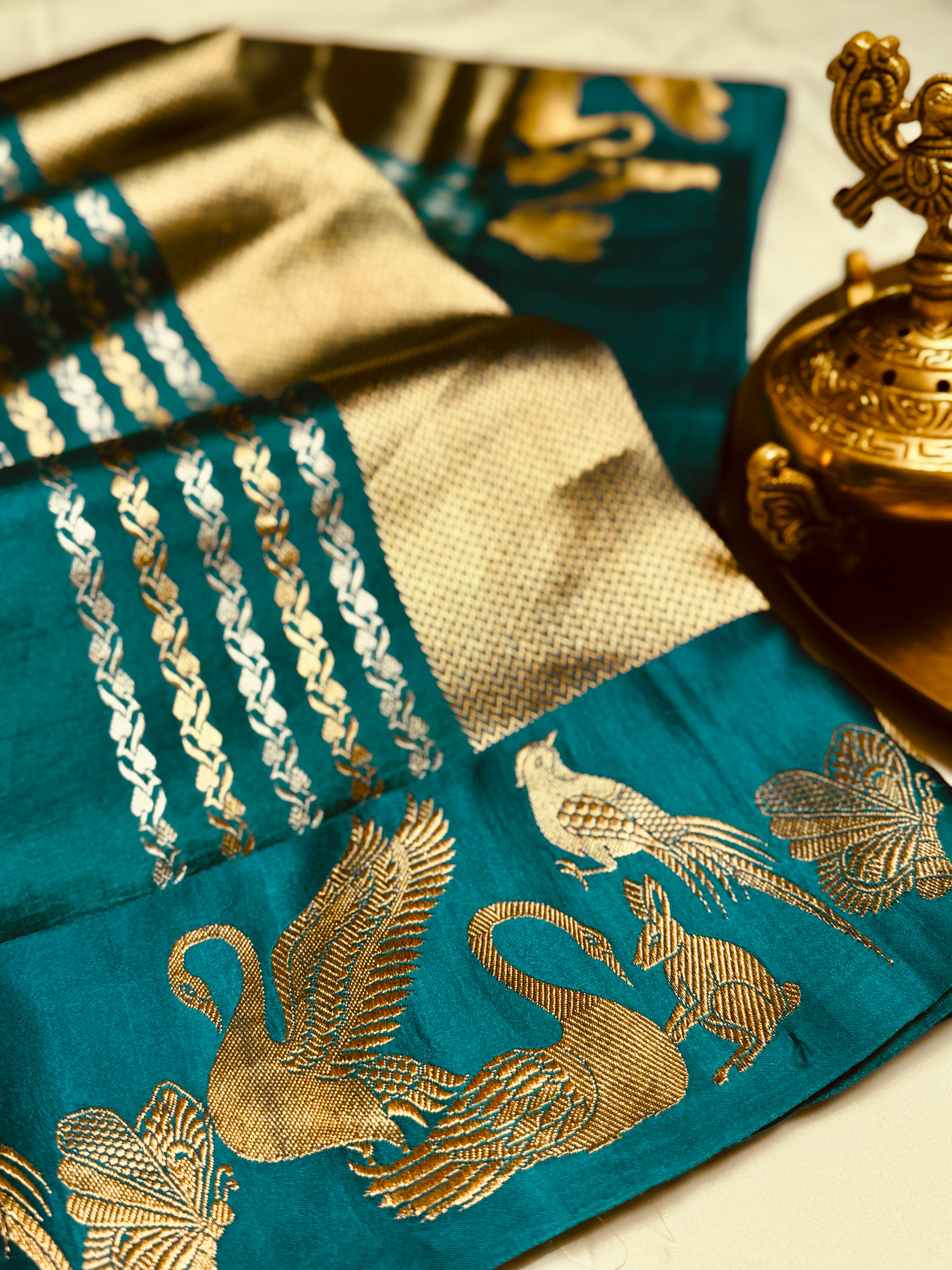 Mango swan silk Saree