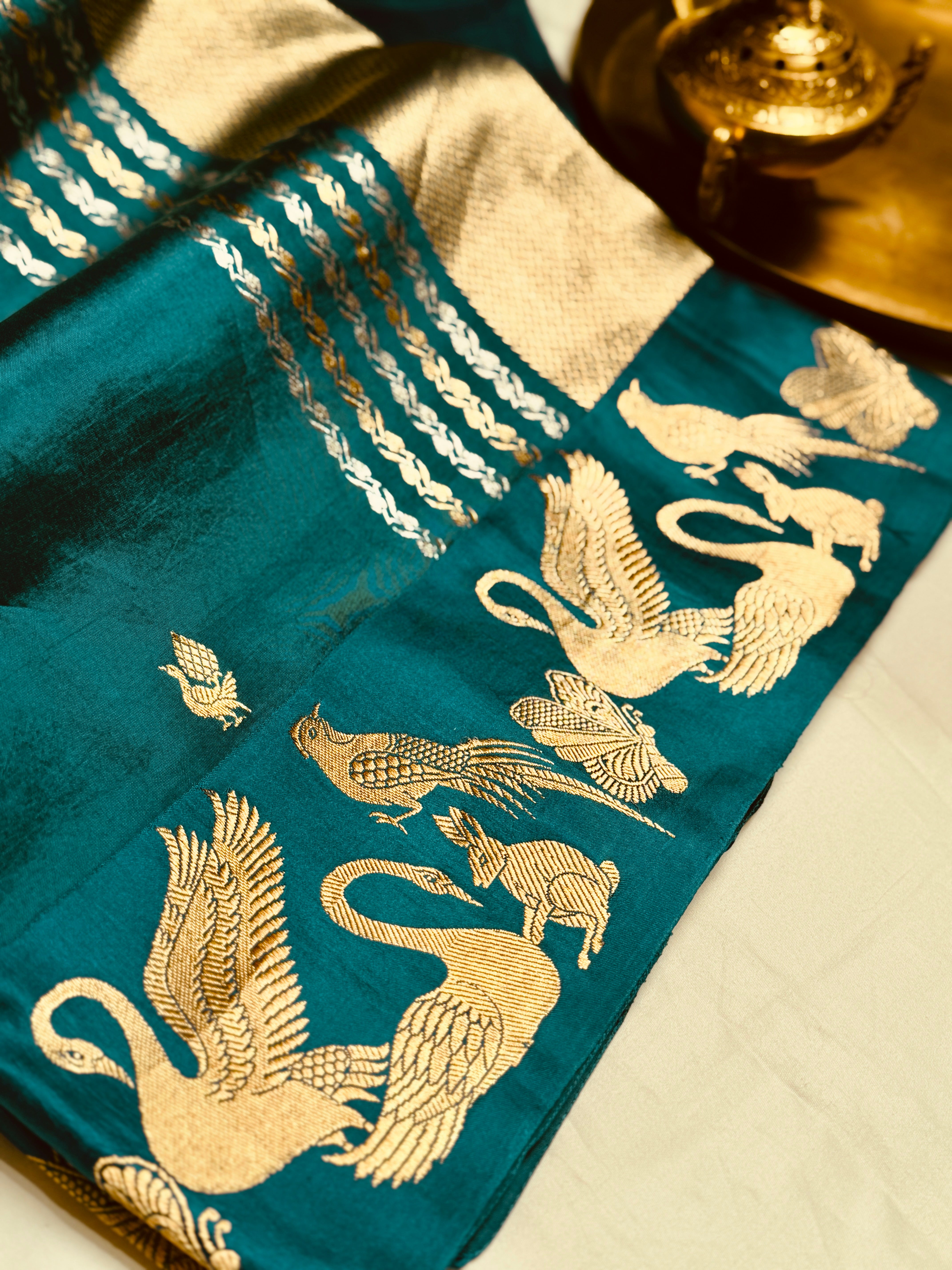 Mango swan silk Saree