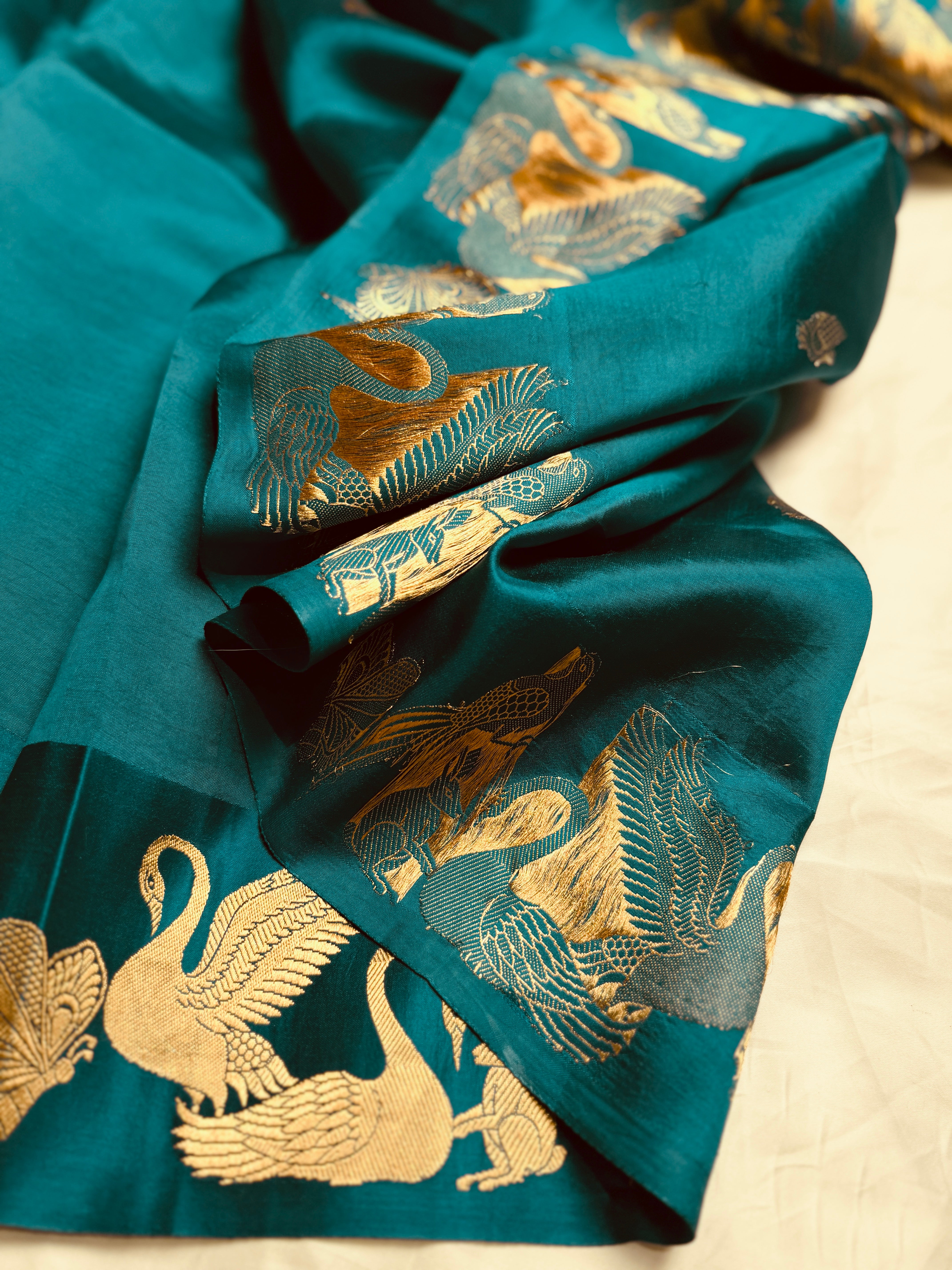 Mango swan silk Saree
