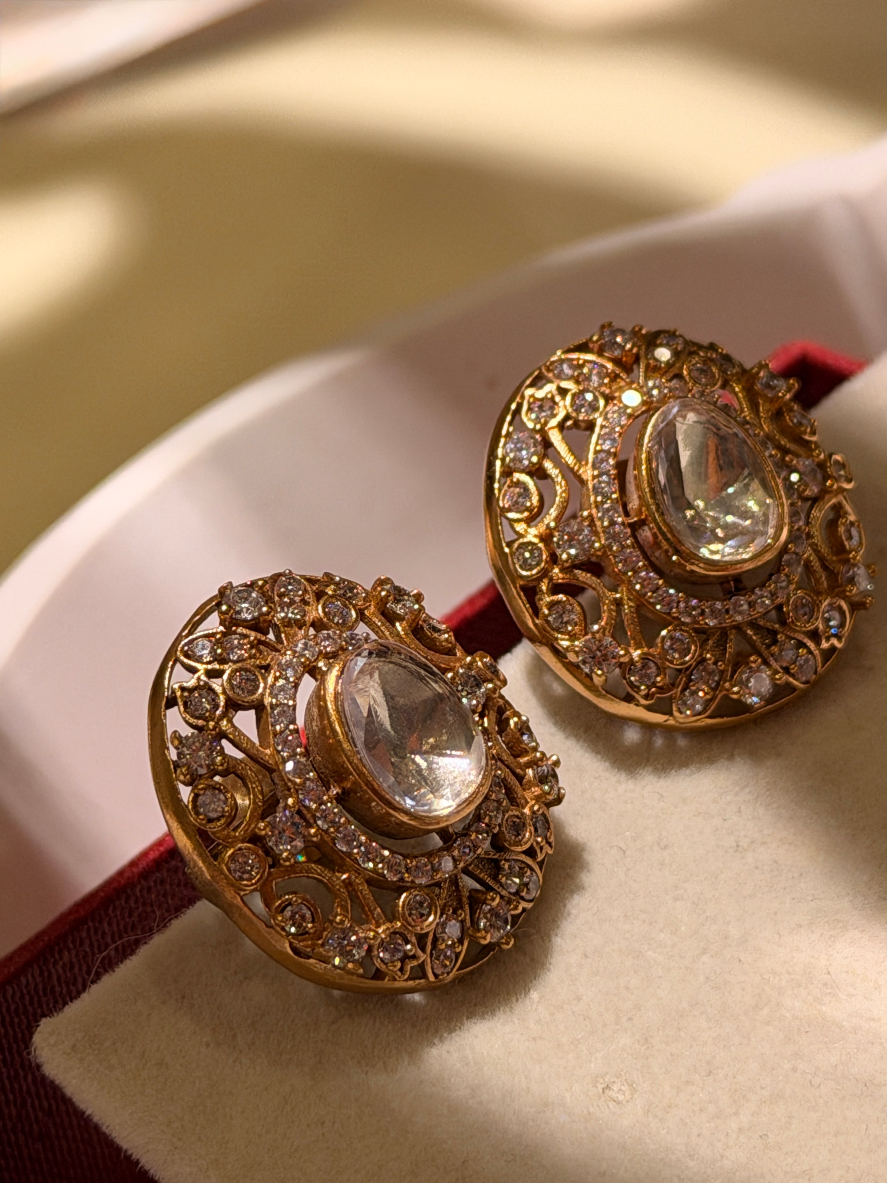 Indrani Polki Medallion stud