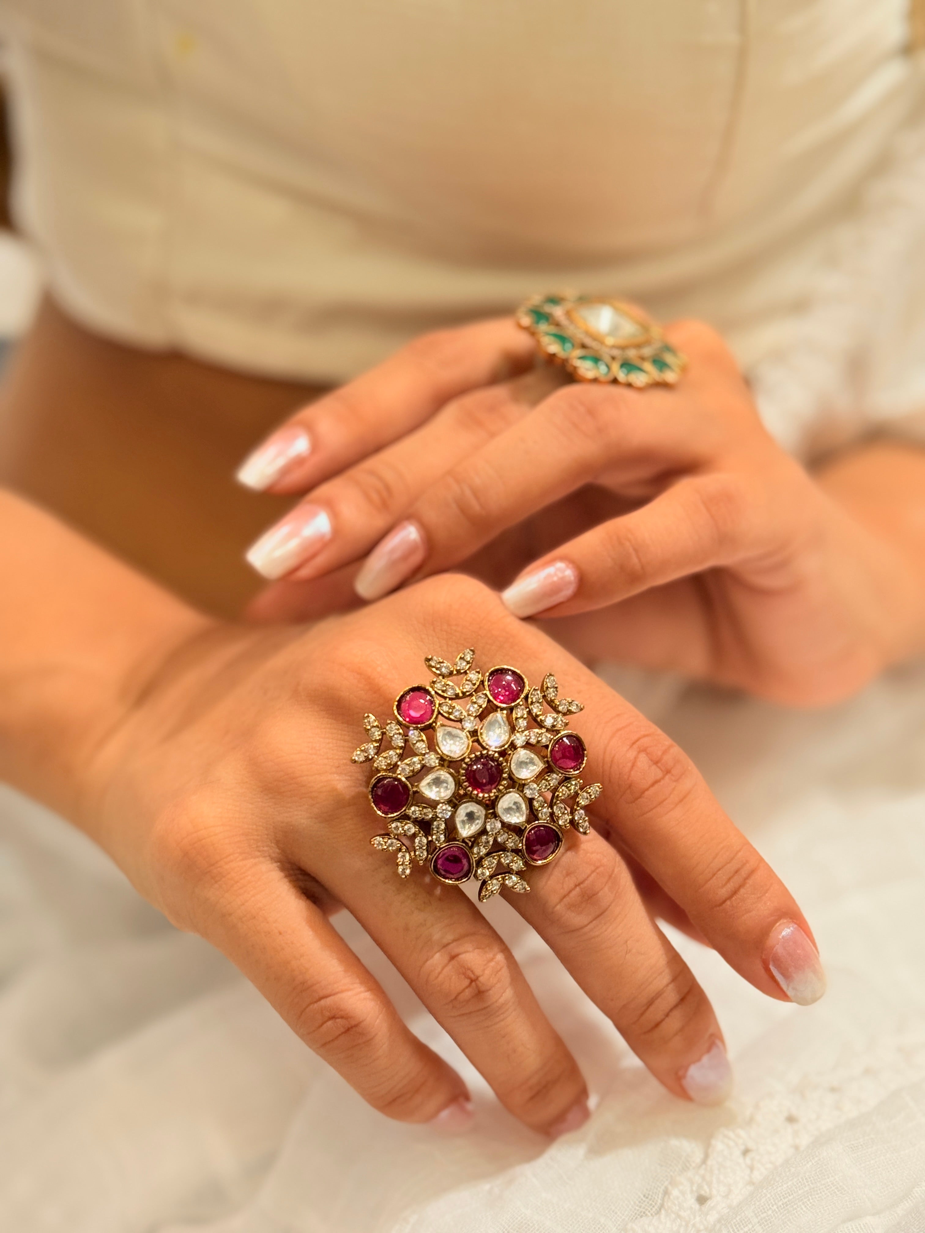 Snow Flake Ruby  Ring