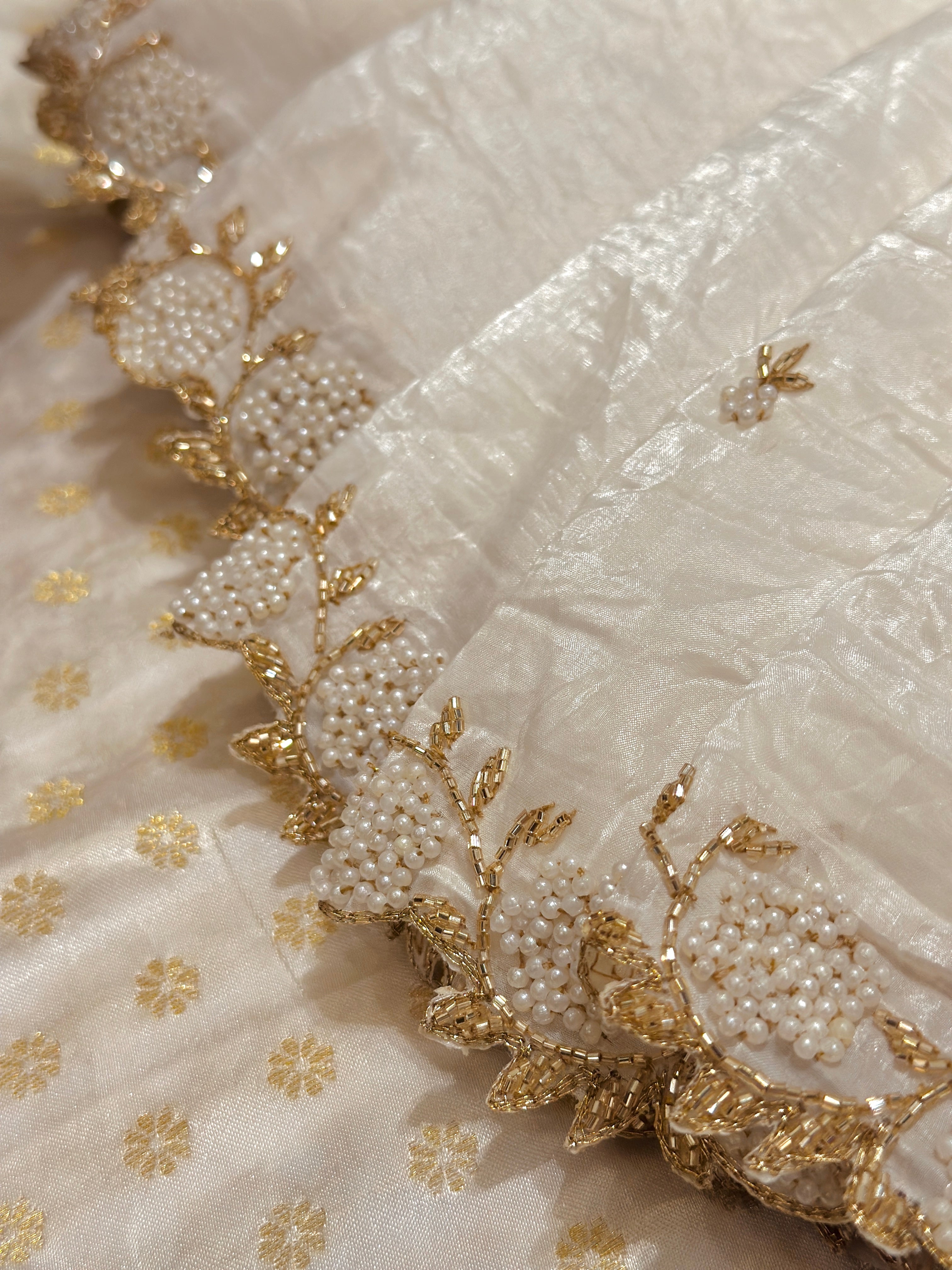 Ivory Mogra saree
