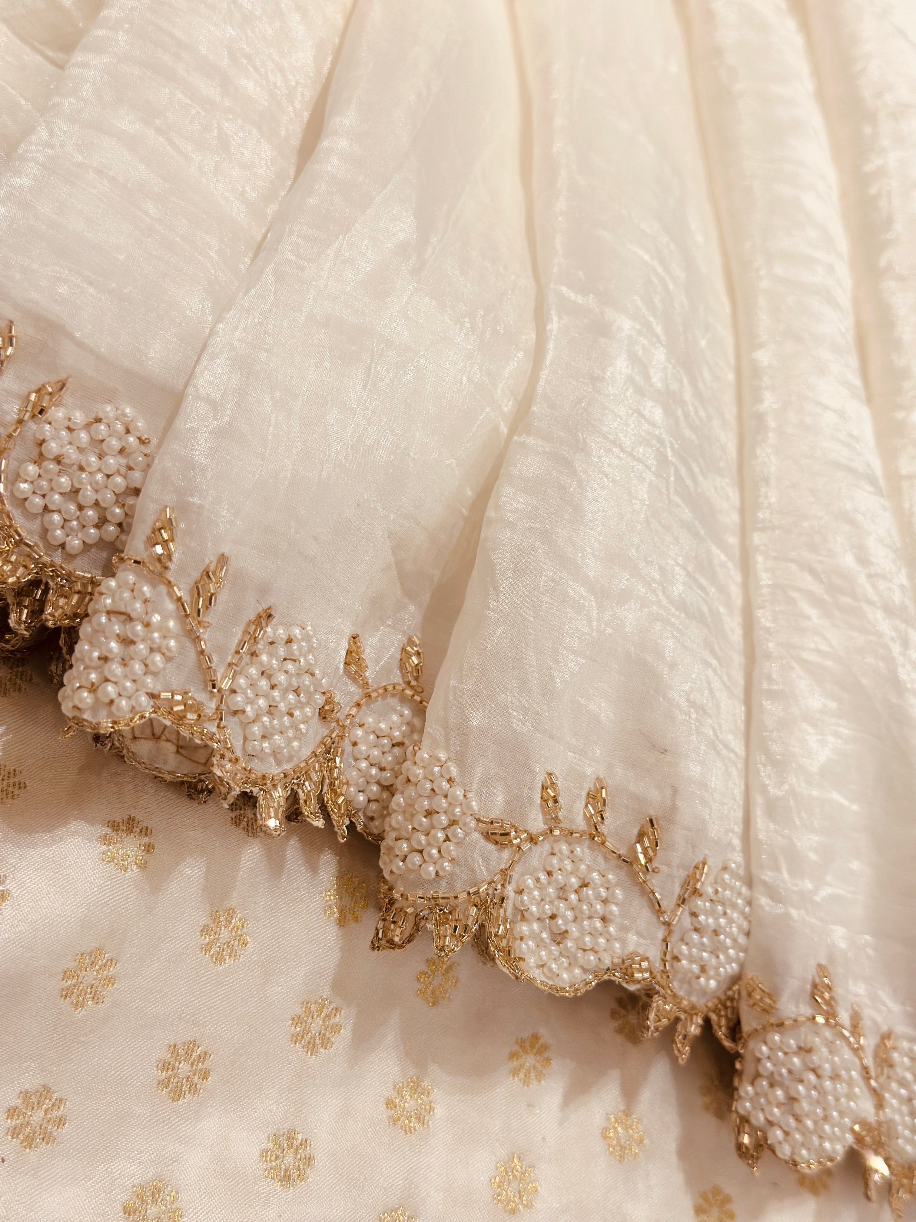 Ivory Mogra saree