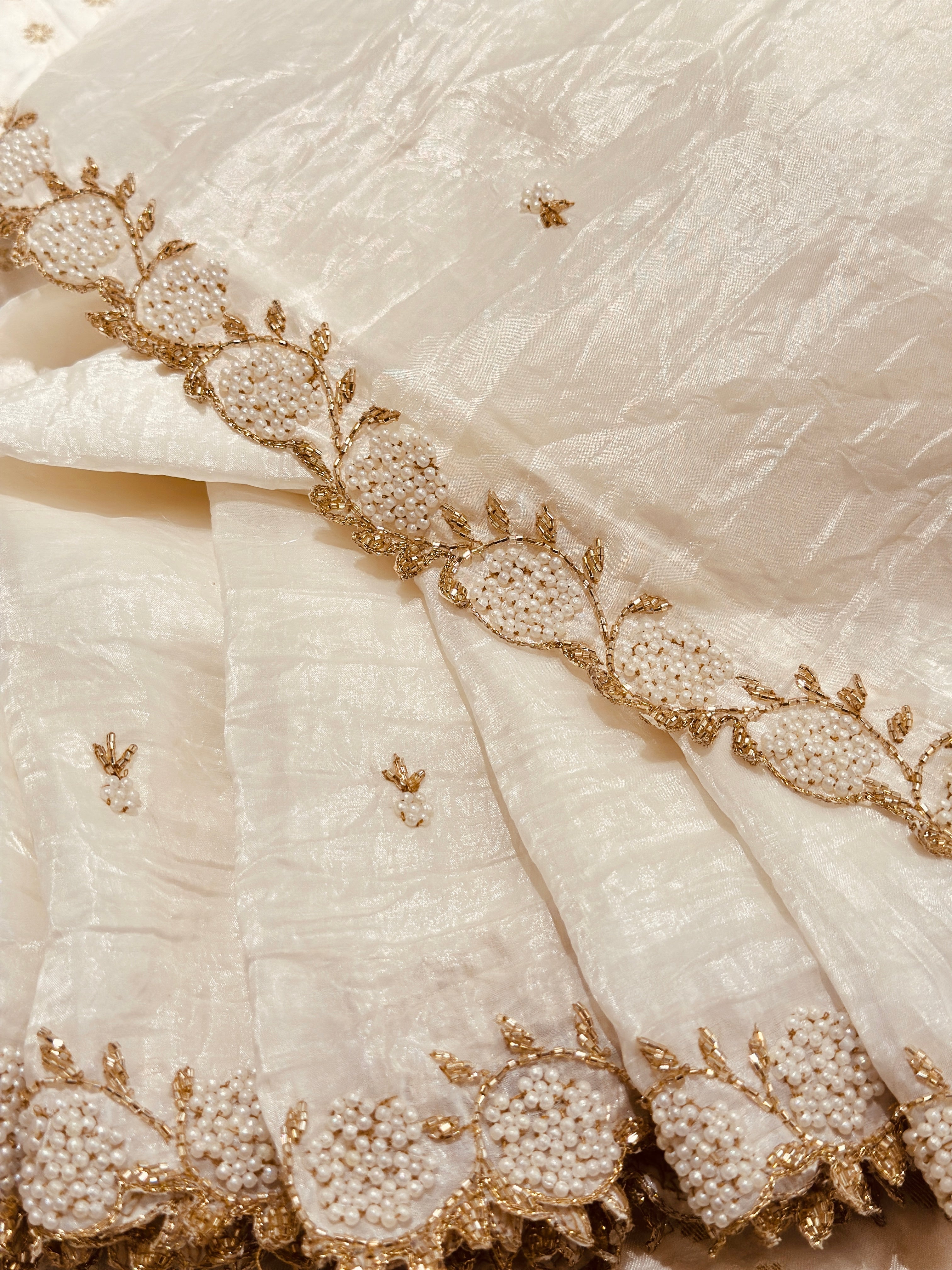 Ivory Mogra saree