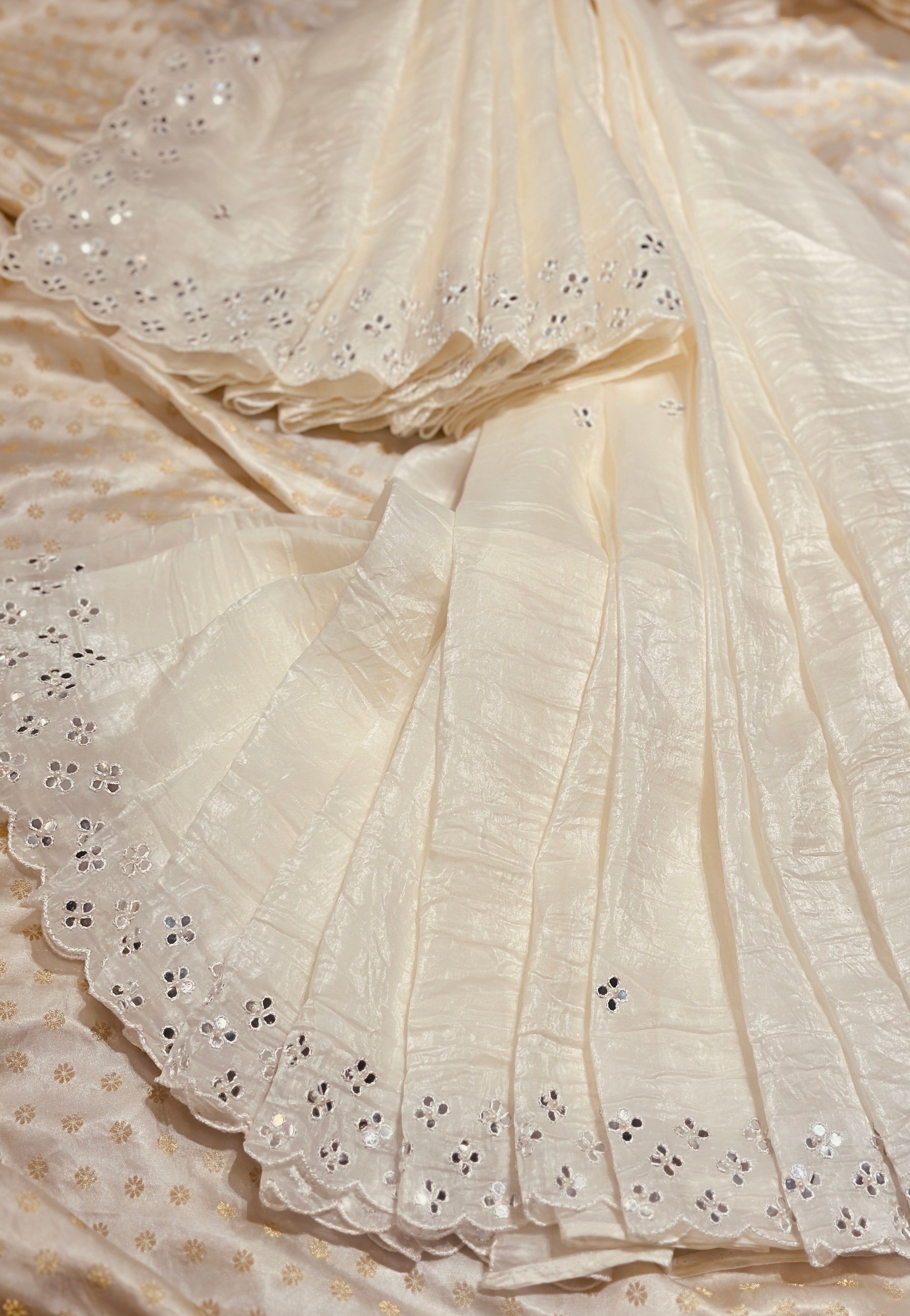 Shubhra Mirror work saree
