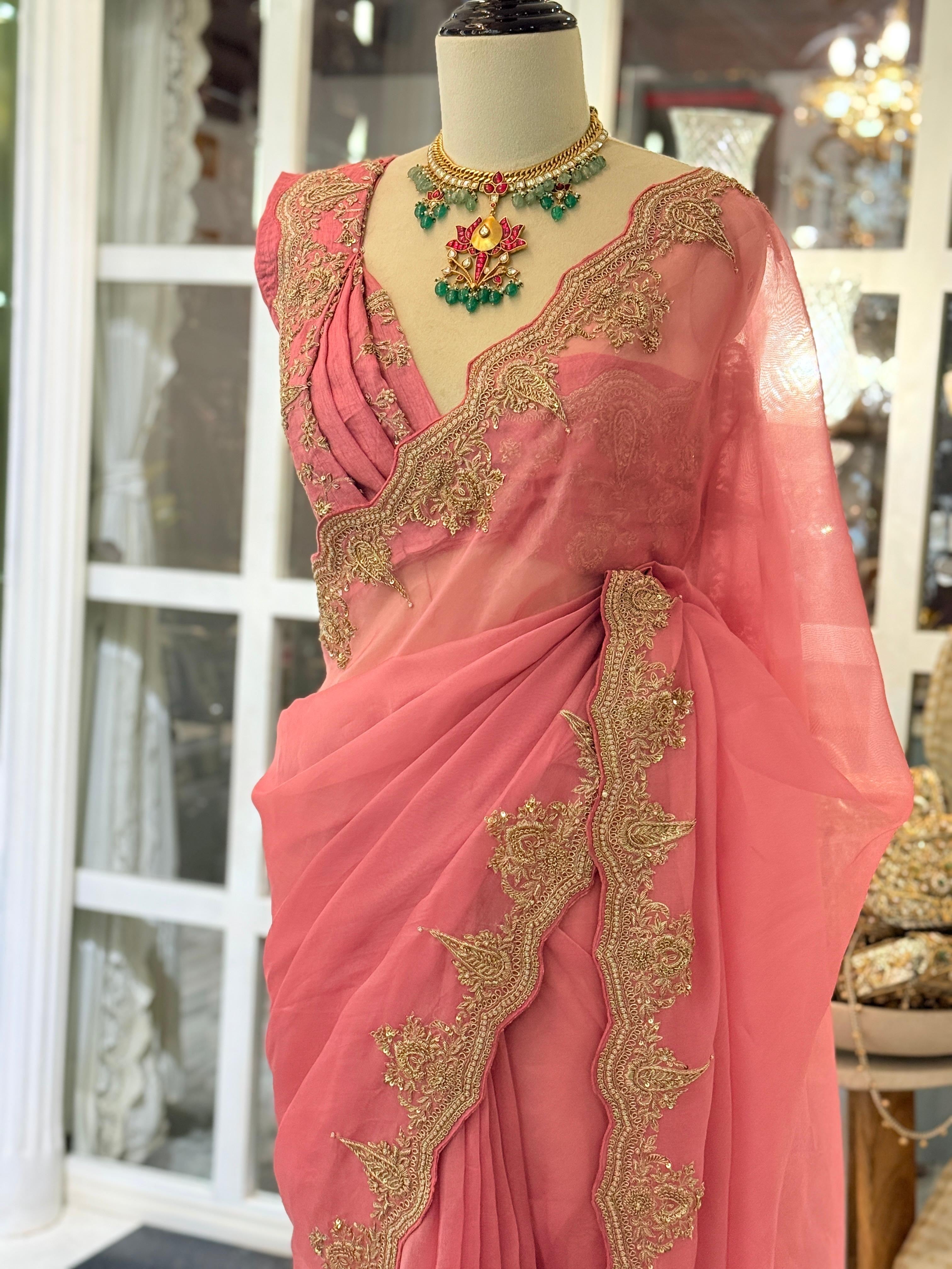 Blush Pink Kora Banarasi
