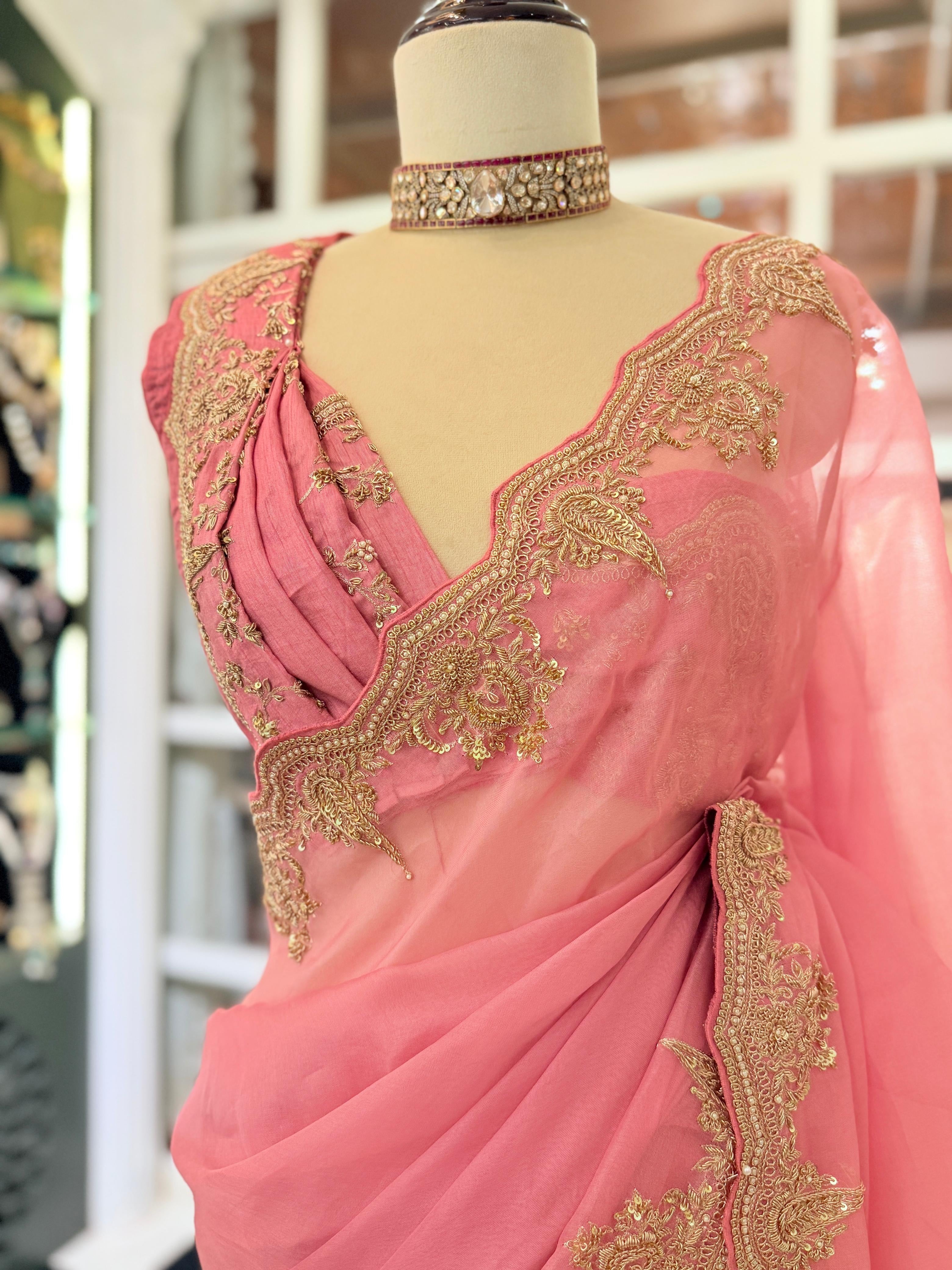 Blush Pink Kora Banarasi