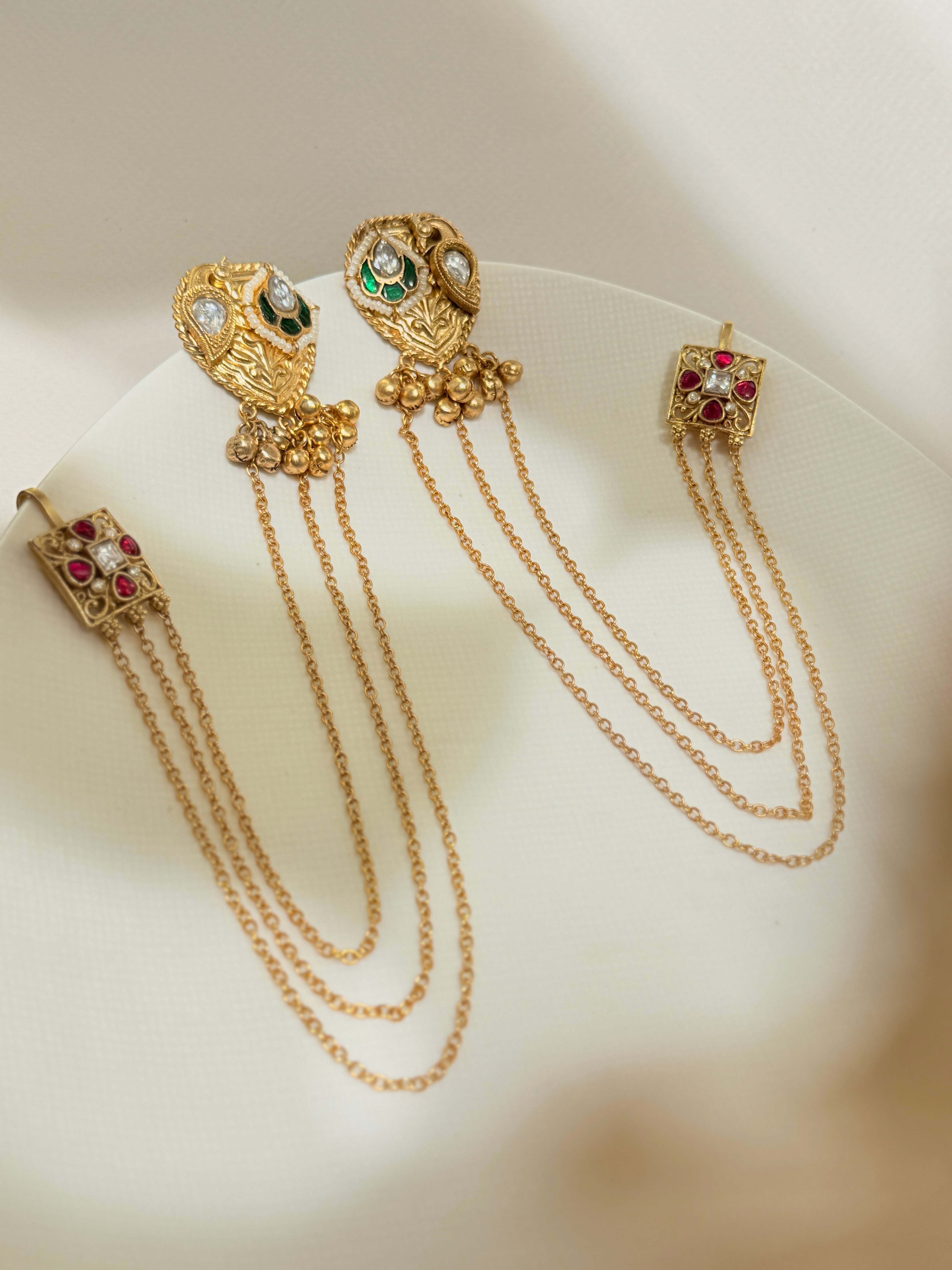 Peacock Stud Ear Chain